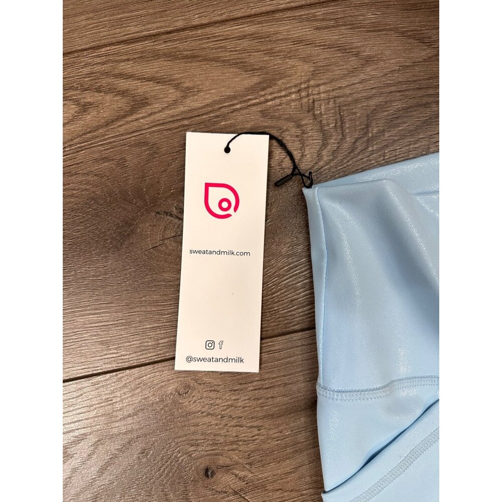 Sweat And Milk Hight Waisted Postpartum Compression Capri Legging baby blue NWT - Picture 3 of 11